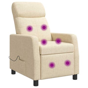 vidaXL Massage Relaxstoel Crèmekleurig Stof, Maison & Meubles, Fauteuils, Verzenden