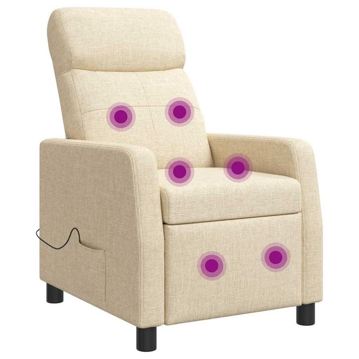 vidaXL Massage Relaxstoel Crèmekleurig Stof, Maison & Meubles, Fauteuils, Envoi