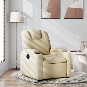 vidaXL Relaxfauteuil Crème Stof, Verzenden