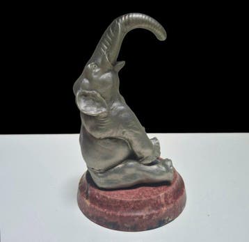 NO RESERVE - sculptuur, Éléphant - 19 cm - Metaal, Marmer -