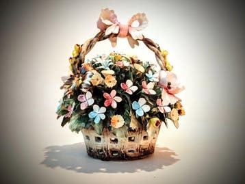 S. Rioleva - Capodimonte porseleinen bloemenmandje / Napels