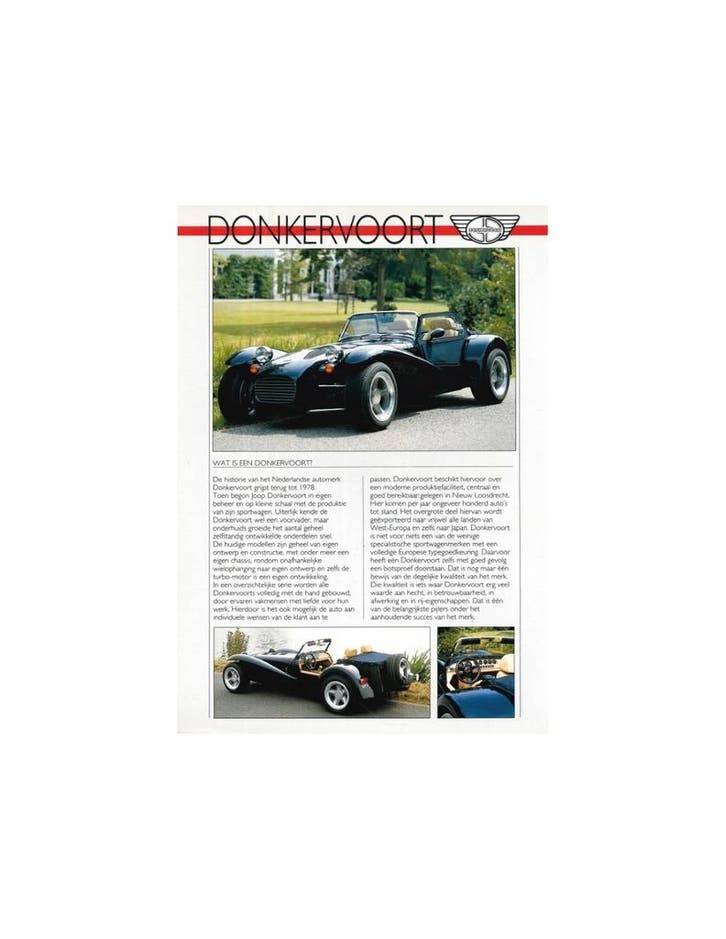 1995 DONKERVOORT LEAFLET NEDERLANDS, Livres, Autos | Brochures & Magazines