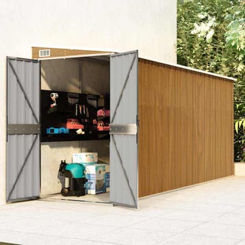vidaXL Tuinhuis aan de muur 118x382x178 cm gegalvaniseerd, Tuin en Terras, Verzenden, Nieuw