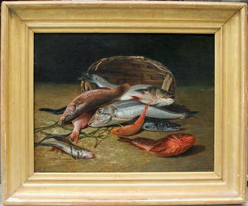 Adolphe Jourdan (1825-1889) - Still life with sea fishes