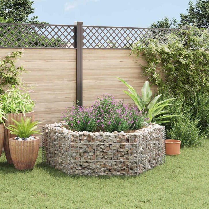 vidaXL Gabion plantenbak verhoogd zeshoekig 160x140x50 cm, Jardin & Terrasse, Pots de fleurs, Envoi