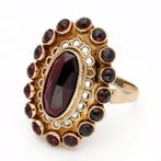 Ring - 14 karaat Geel goud - Granaat, Nieuw
