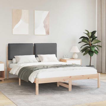 vidaXL Bedframe met Gevoerde Hoofdbord Donkergrijs 120 x 200, Verzenden