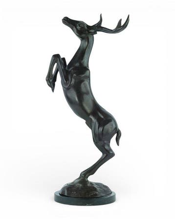 Sculpture, Graceful Jumping Deer - 51 cm - Bronze, Marbre, Antiquités & Art