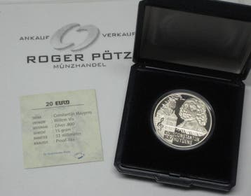 Nederland 20 Euro 1996 Constantin Huygens zilver proof li..., Postzegels en Munten, Munten en Bankbiljetten | Verzamelingen, Verzenden