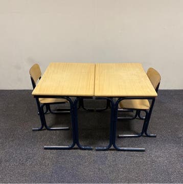 complete schoolset Galvanitas 12 stuks tafels + stoelen, Huis en Inrichting, Gebruikt, Hout, Vijf, Zes of meer stoelen