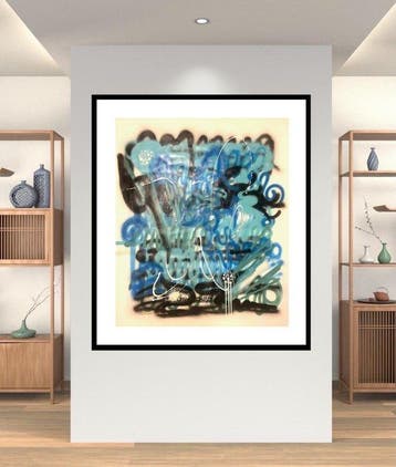 Dam Domido - Graffitis blues- 120x100 cm-White background