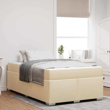 vidaXL Bedframe met matras Crème 120 x 190 cm Stof, Verzenden, Nieuw