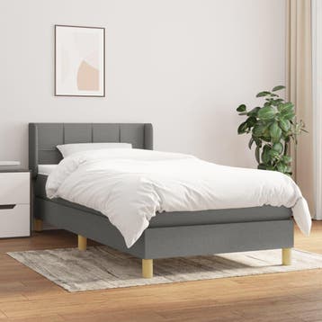 vidaXL Boxspring met matras stof donkergrijs 90x200 cm, Verzenden, Nieuw