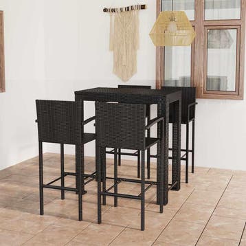 vidaXL 5-delige Tuinbarset met armleuningen poly rattan, Tuin en Terras, Verzenden, Nieuw