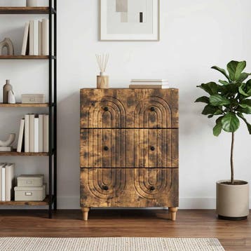 vidaXL Ladekast Gerookt eiken 66 x 34,5 x 90 cm Bewerkt hout, Verzenden, Nieuw