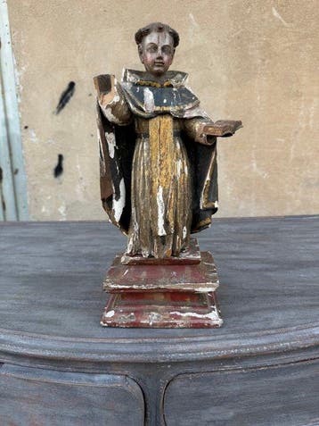 sculptuur, San Antonio de Padua - Siglo XVIII - 37 cm - Hout, Antiek en Kunst
