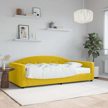 vidaXL Slaapbank met matras 100x200 cm fluweel geel, Verzenden