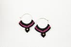 Macramé Oorringen - Zwart / Fel Roze - Handgemaakt van Du.., Ophalen of Verzenden, Nieuw
