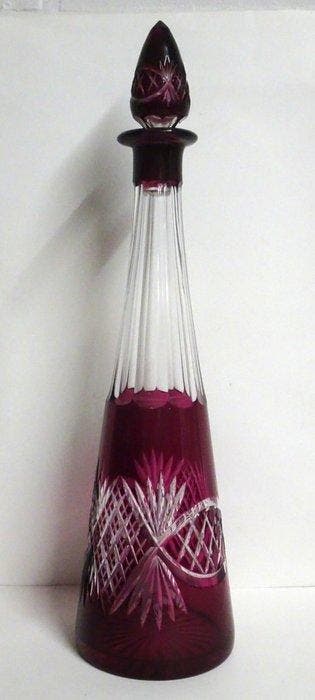 Val Saint Lambert - Décanteur - Cristal - couleur prune, Antiquités & Art