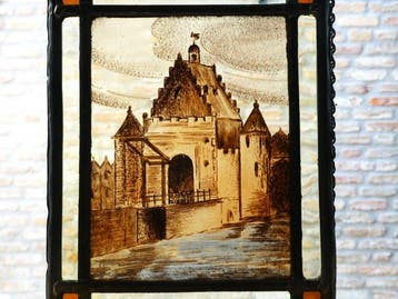 Glas-in-loodraam - Handvervaardigd - 1930-1940 -
