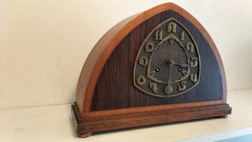 Amsterdamse School pendule klok - Art Deco eiken-