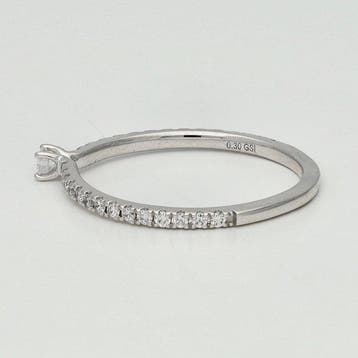 Zonder minimumprijs - Ring - 9 kt. Witgoud - 0.19ct. tw., Handtassen en Accessoires, Ringen, Nieuw