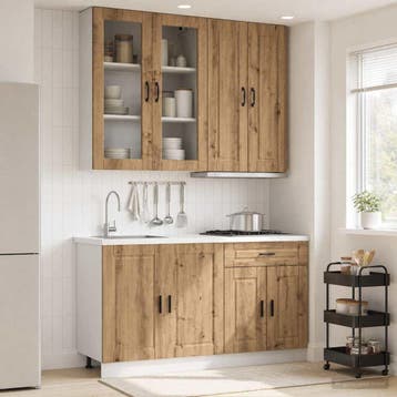 vidaXL Keukenblok PORTO 4 st Artisanaal eiken Bewerkt hout, Verzenden, Nieuw