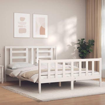 vidaXL Bedframe zonder matras massief grenenhout wit 160x200, Verzenden