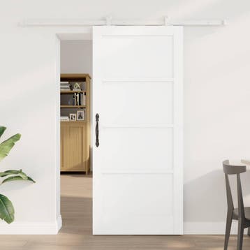 vidaXL Schuifdeur 86 x 198,5 cm Bewerkt hout Wit, Doe-het-zelf en Bouw, Verzenden, Nieuw