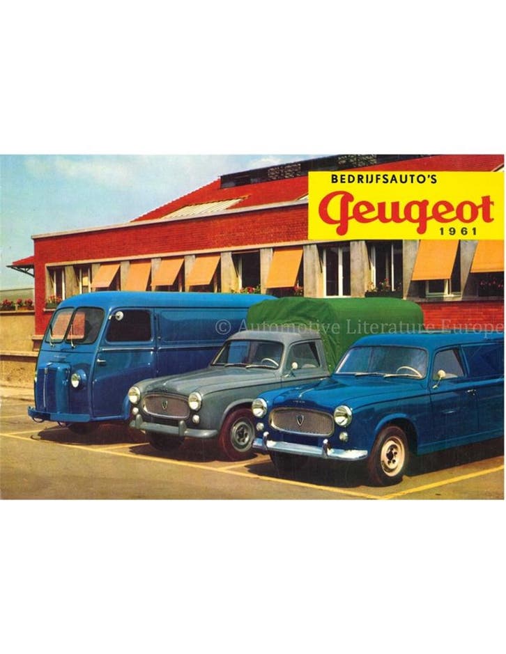 1961 PEUGEOT BEDRIJFSAUTOS PROGRAMMA BROCHURE NEDERLANDS, Livres, Autos | Brochures & Magazines