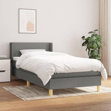 vidaXL Boxspring met matras stof donkergrijs 90x200 cm, Verzenden, Nieuw