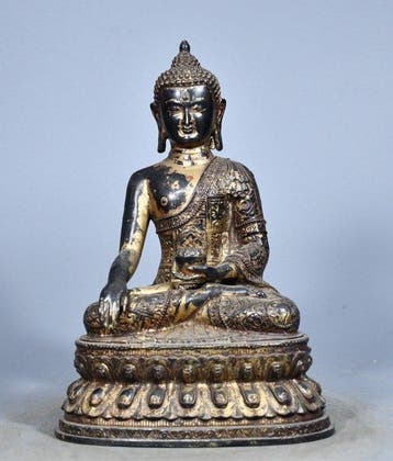 Statue, Medicijn Boeddha bronze statue - 21 cm - Cuivre