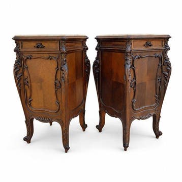 2 Marble-lined bedside tables - 19th century - Vachette