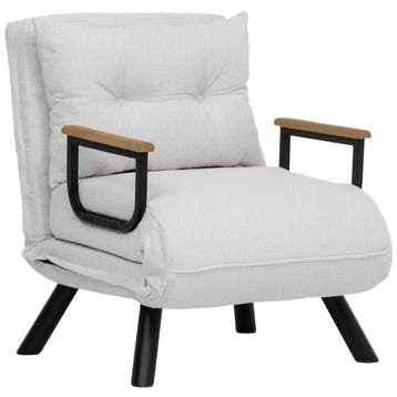 Evila Originals Sando Slaapstoel Bouclé Wit - Fauteuil -, Verzenden, Minder dan 75 cm, Zo goed als nieuw, Metaal