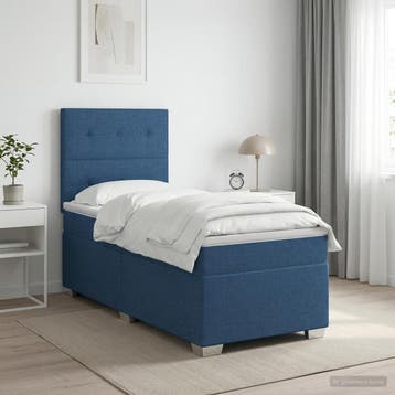 vidaXL Boxspringbed met matras met hoofdeinde Blauw 90 x 190, Maison & Meubles, Verzenden