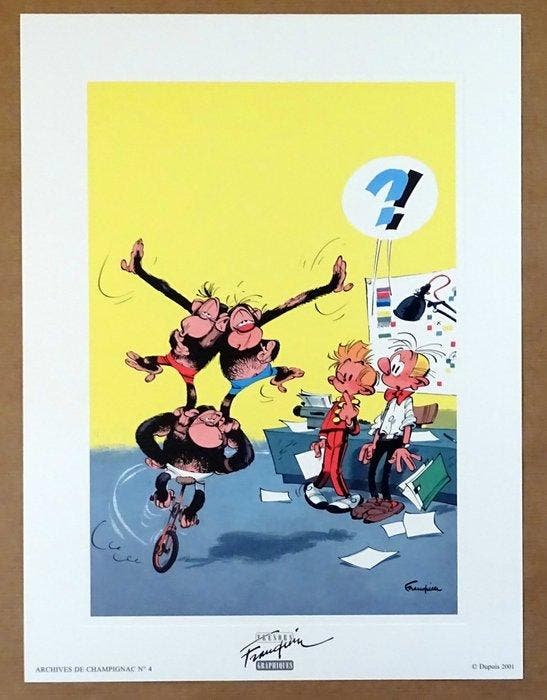 Franquin, André - 2 Offset Print - Gaston, Spirou et, Livres, BD