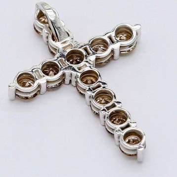 Pendentif en forme de croix - 14 carats Or blanc - 1.75ct.