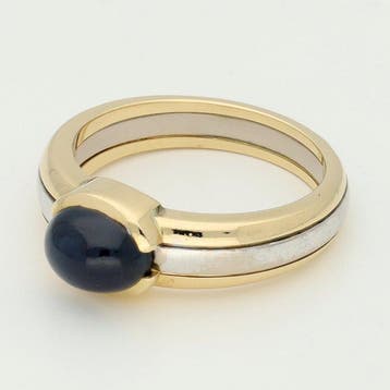 Bague - 18 carats Or jaune, Or blanc - Saffier, Handtassen en Accessoires, Nieuw