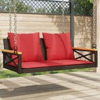 vidaXL Schommelbank met kussens 109x62x40 cm poly rattan, Verzenden, Nieuw