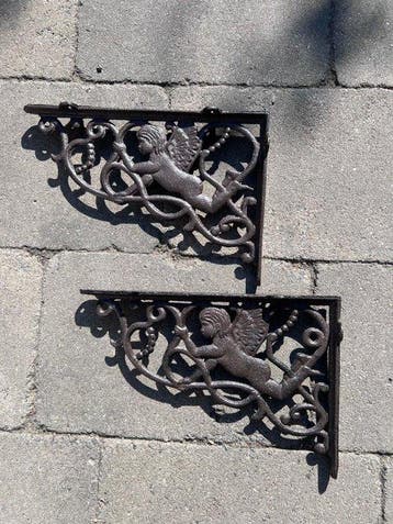 Ornement décoratif (2) - Set of 2 Cast Iron Angel Wall