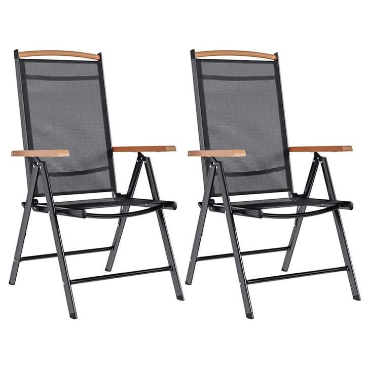 vidaXL Opklapbare stoelen, 2 stuks, aluminium en textiel,, Jardin & Terrasse, Chaises de jardin, Envoi