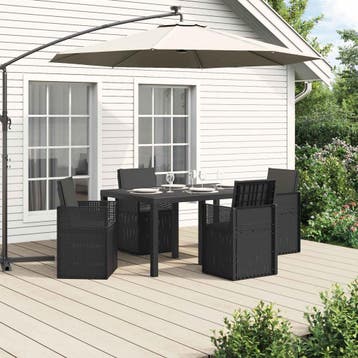 vidaXL Tuin Eettafel Set 5 st Antracietkleurig PP, Tuin en Terras, Verzenden, Nieuw