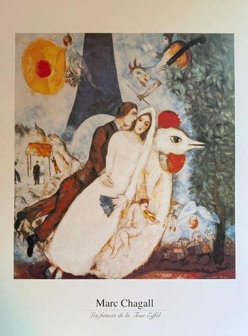 Marc Chagall (1887-1985) - “Les fiancés de la Tour Eiffel,
