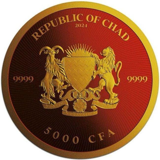 Tsjaad. 5000 Francs 2024 1 oz Chad Cannabis Royal Red 24k, Timbres & Monnaies, Métaux nobles & Lingots