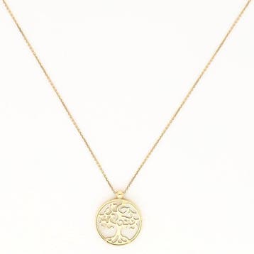 Halsketting - 18 karaat Geel goud - Parelmoer. Levensboom, Handtassen en Accessoires, Kettingen, Nieuw