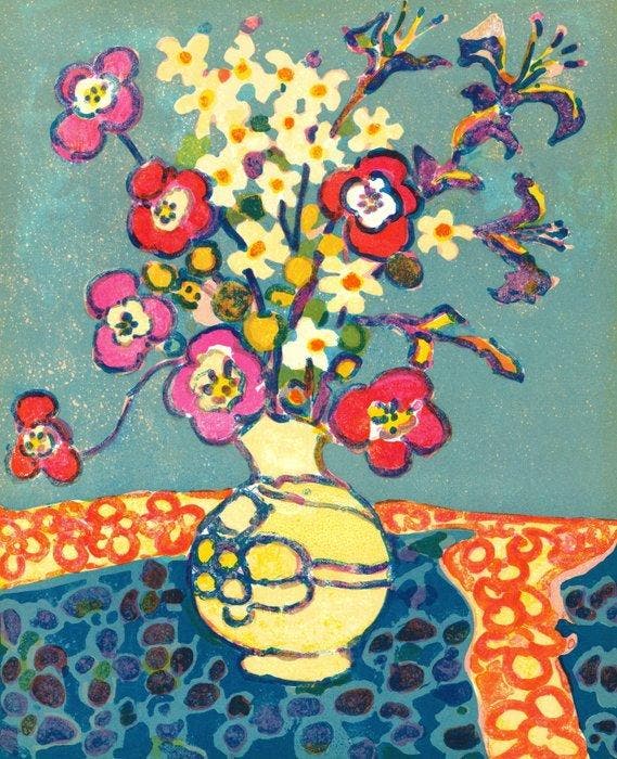 Gérard Vieillevie (1939-1992) - Bouquet champêtre, Antiek en Kunst, Antiek | Overige Antiek