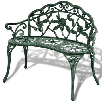 vidaXL Tuinbank 100 cm gietaluminium groen, Verzenden, Nieuw