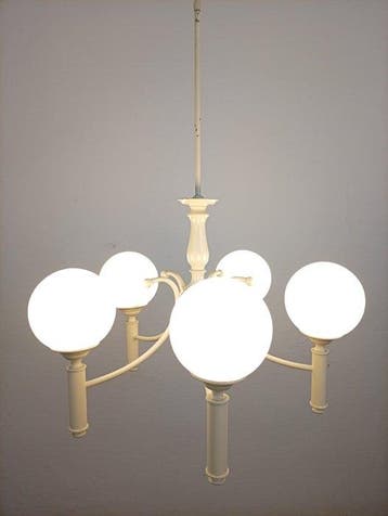 Plafondlamp - Opaline glas, IJzer