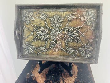 Dienblad - Tin, Hout, Messing