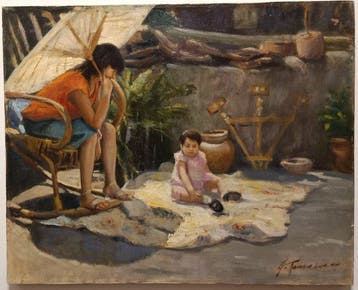 Giovanni Terracciano (XX) - Madre con bambina, Antiquités & Art